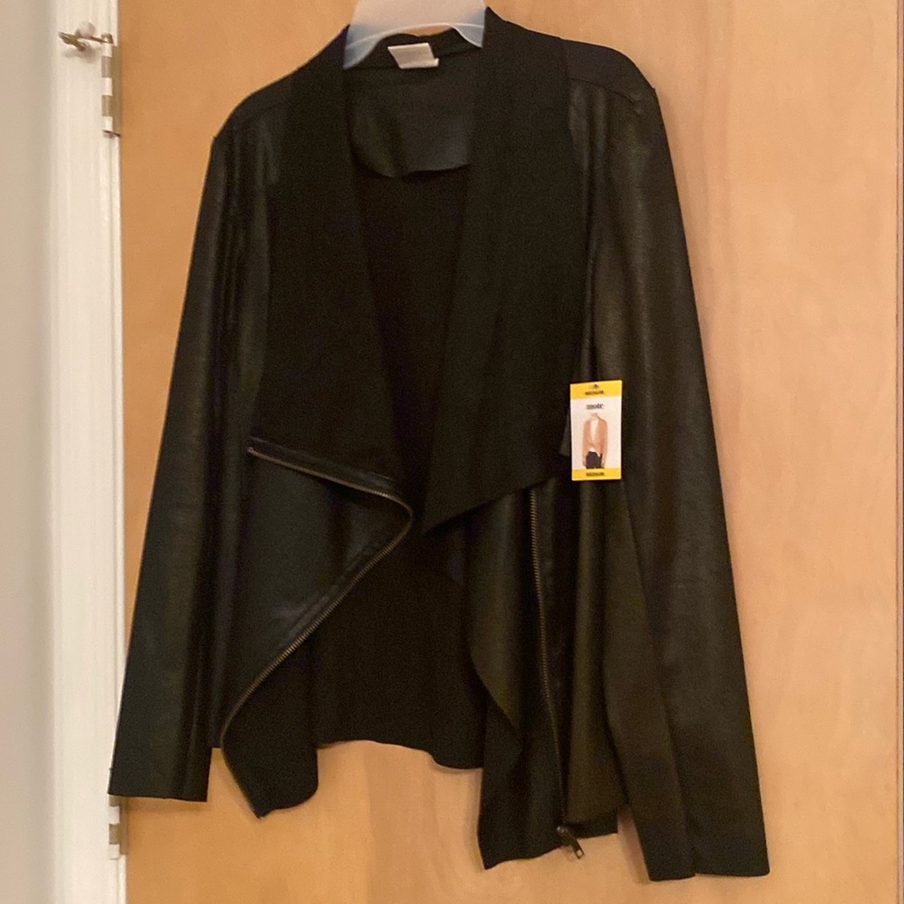 Mote NWT Black Foil Faux Leather Jacket Size - Medium